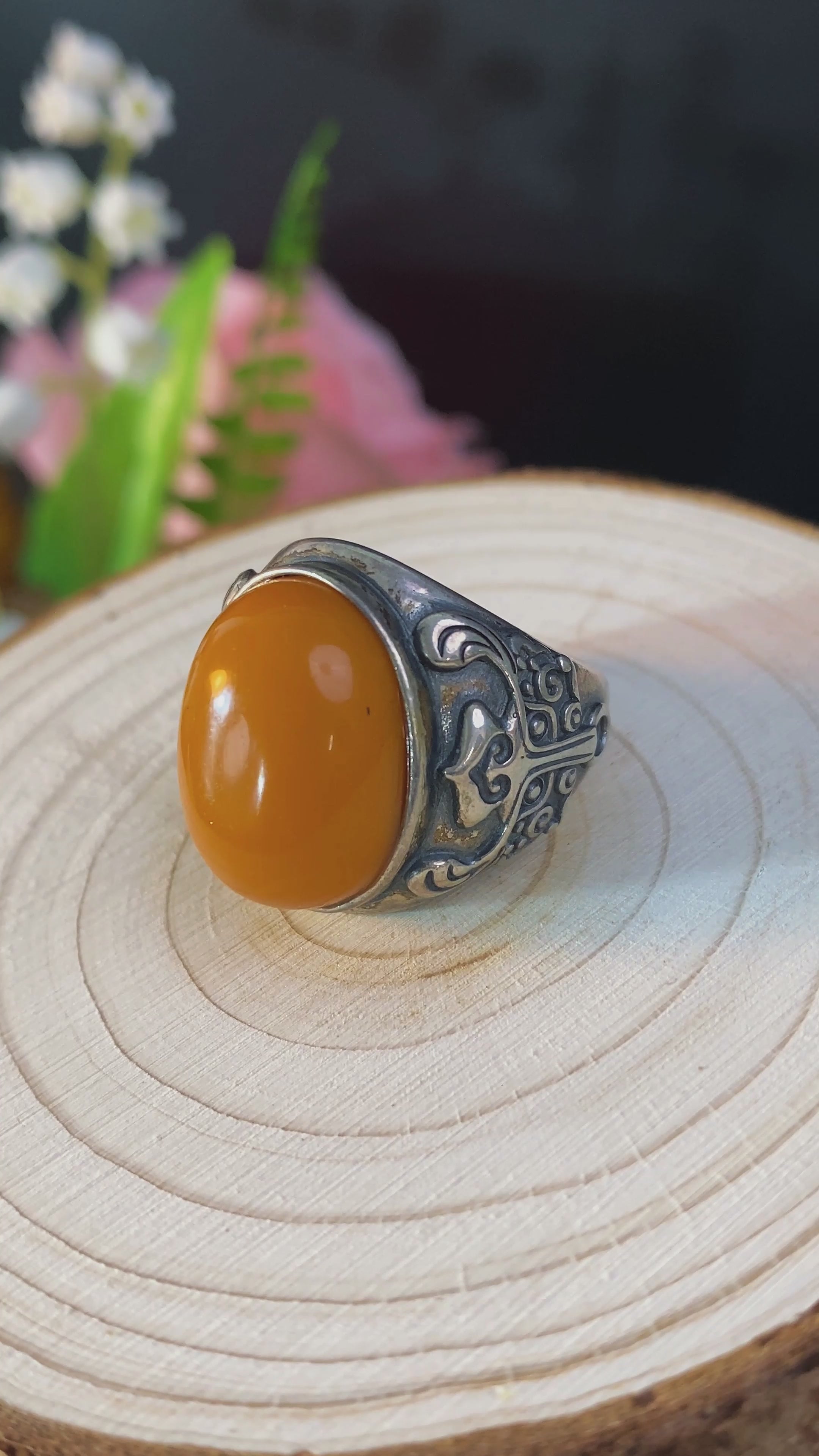S925 AMBER RING #1300001