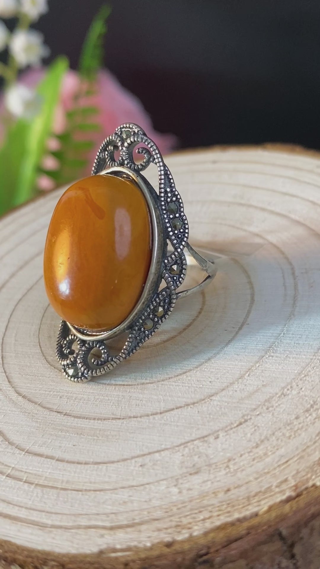 S925 AMBER RING #1300013