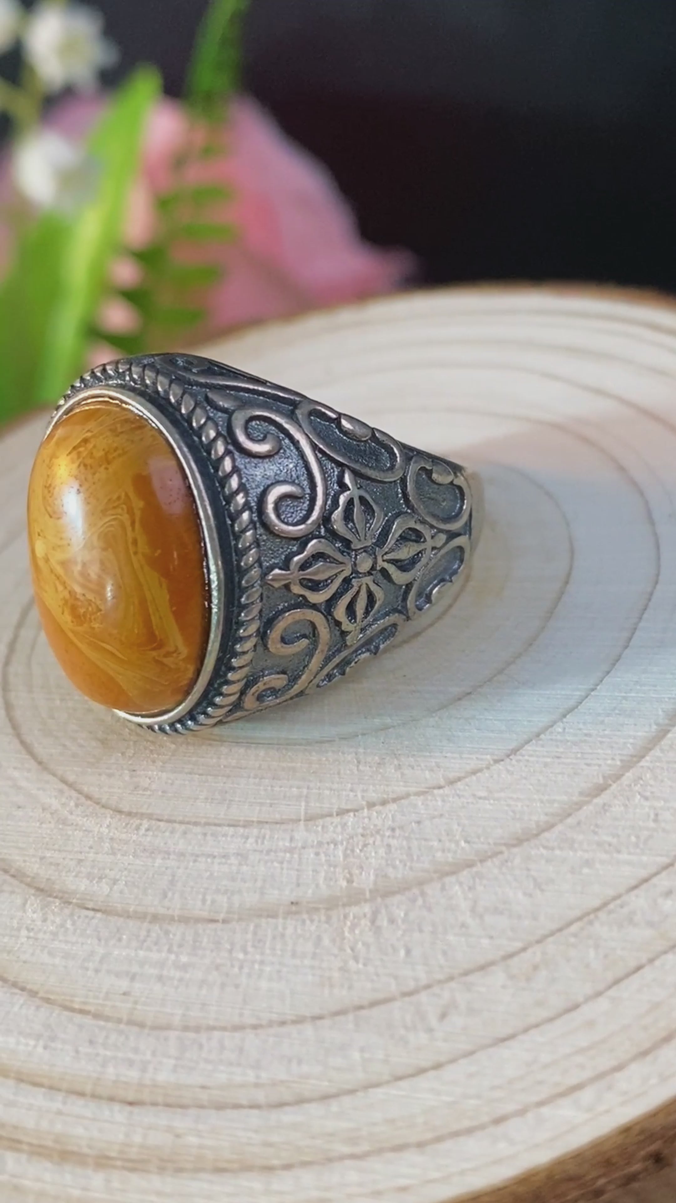 S925 AMBER RING #1400012