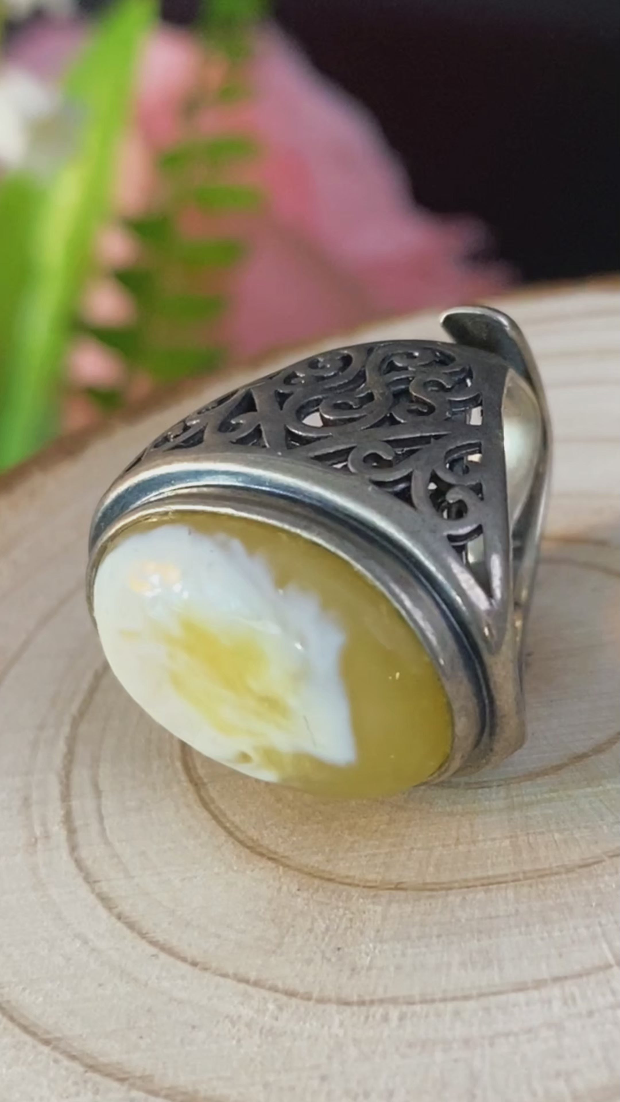 S925 AMBER RING #1400008