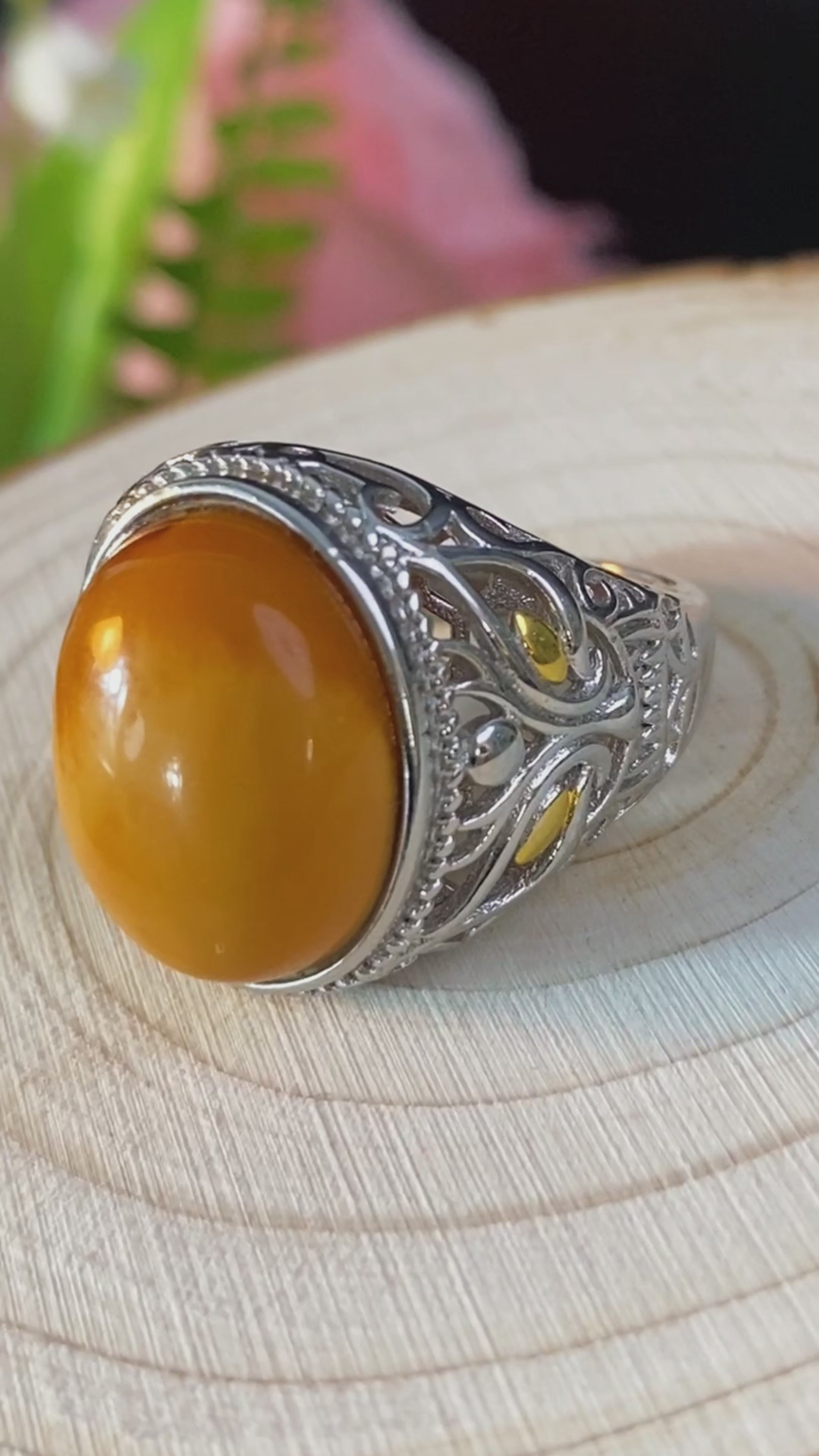 S925 AMBER RING #1300007