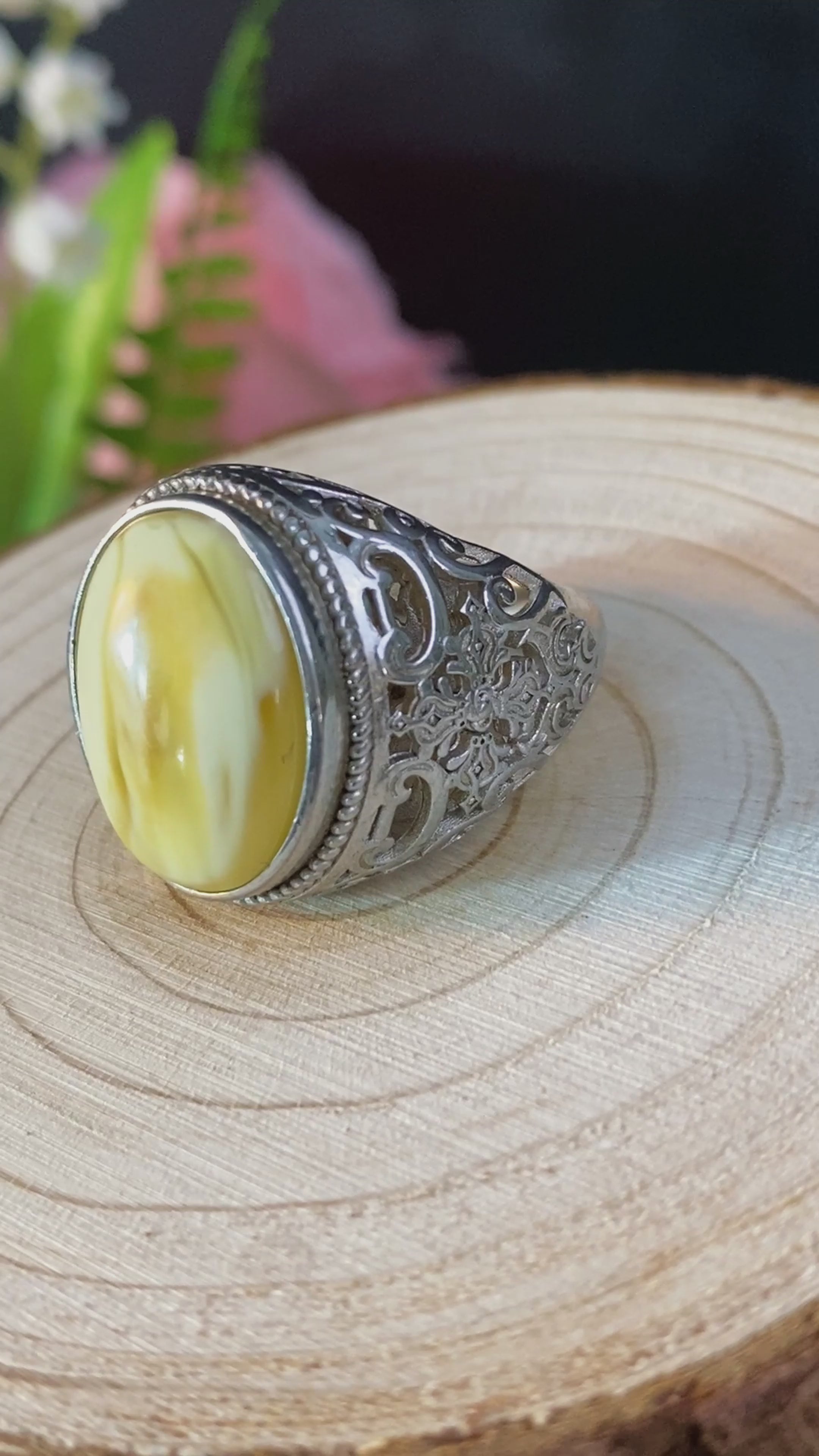 S925 AMBER RING #1400011